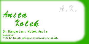 anita kolek business card